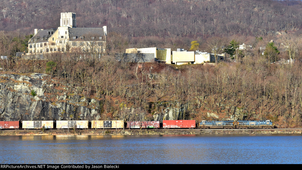 CSX 3027 passes below West Point